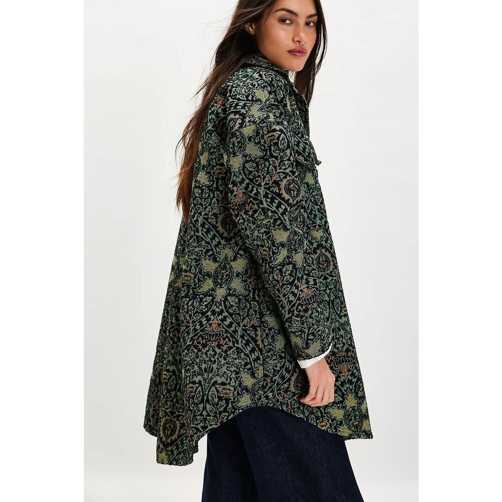 NWT Free People We The Free Tapestry Fog Jacquard Shirt Sz S Shacket Oversized - Picture 4 of 14